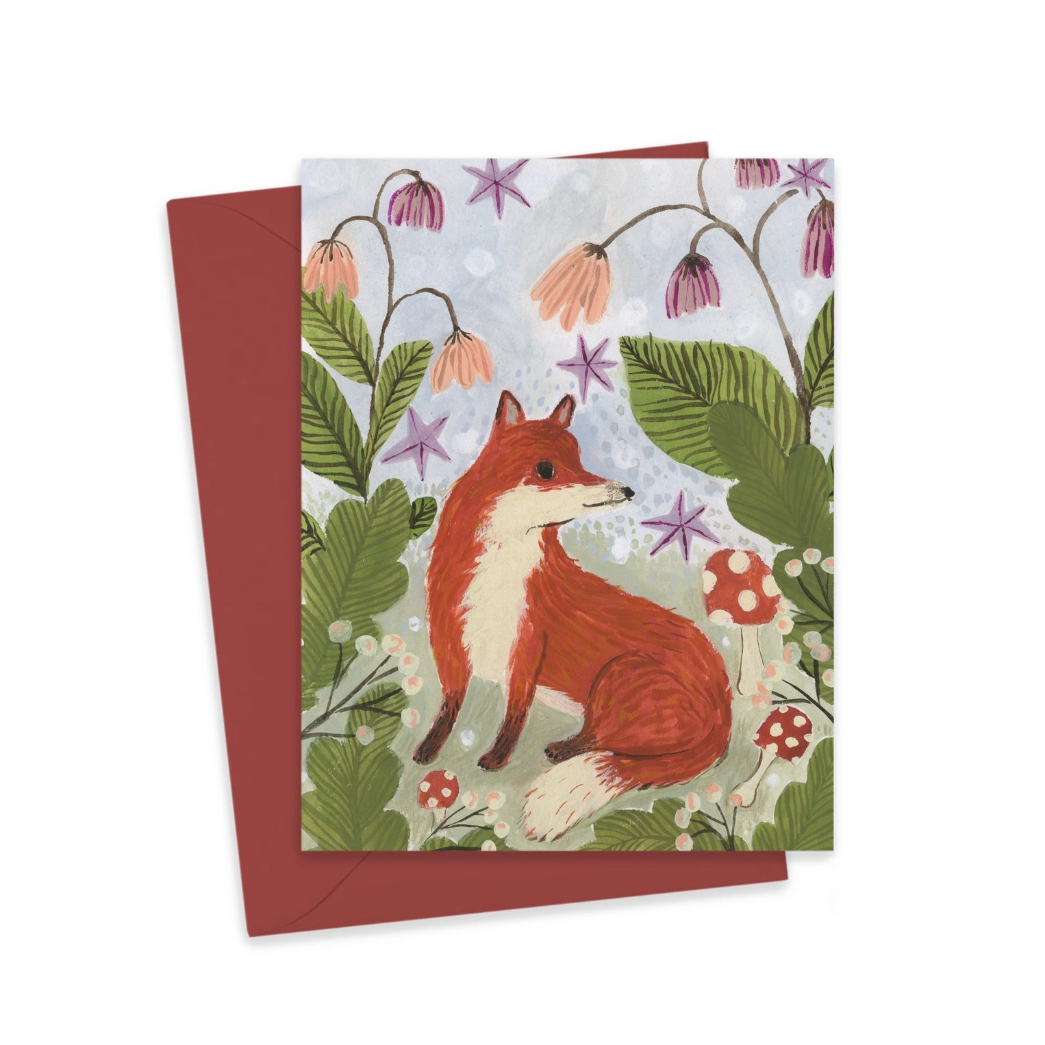 Mushroom Forest Fox Greeting Card - The Lucky Snail