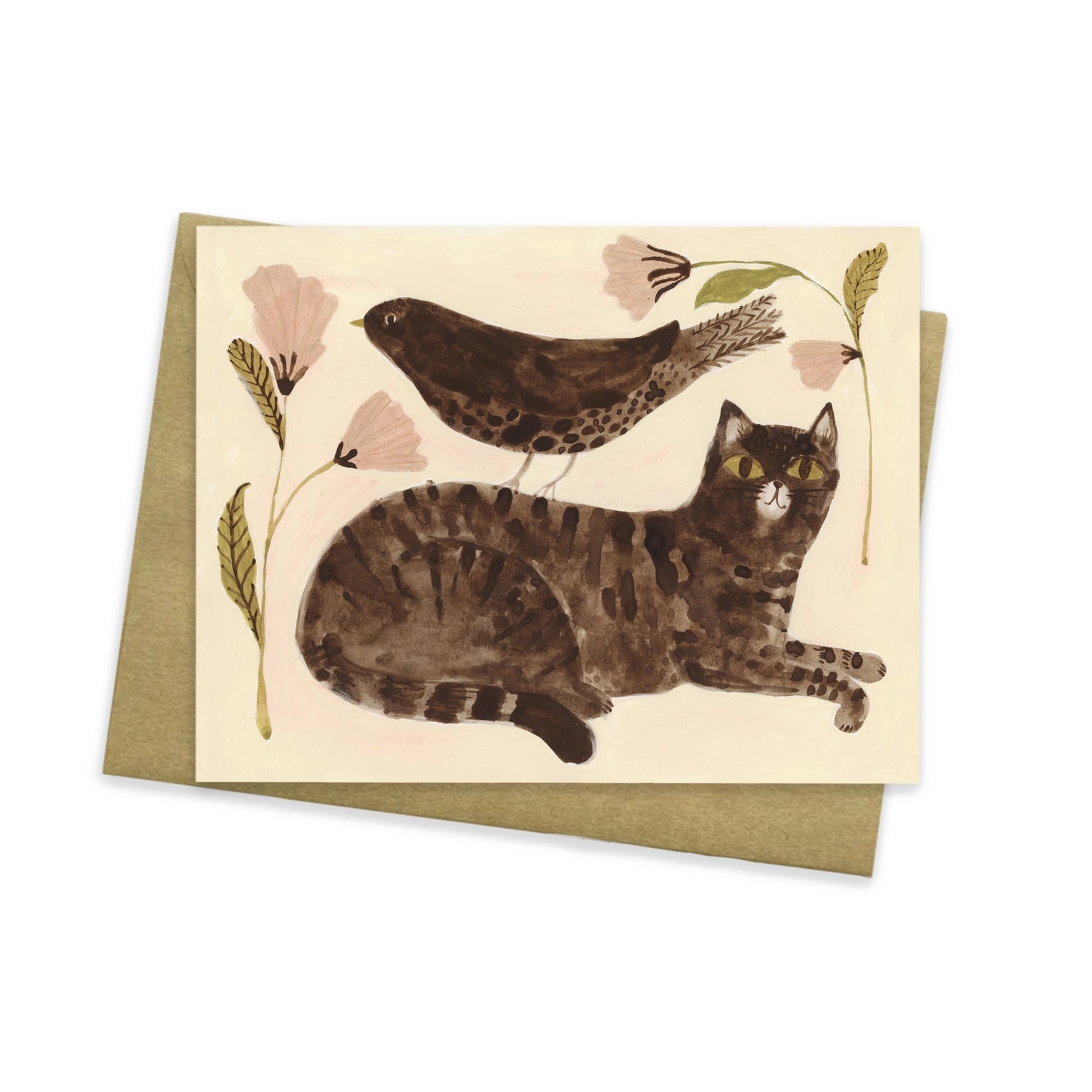 Cat & Bird Greeting Card - The Lucky Snail