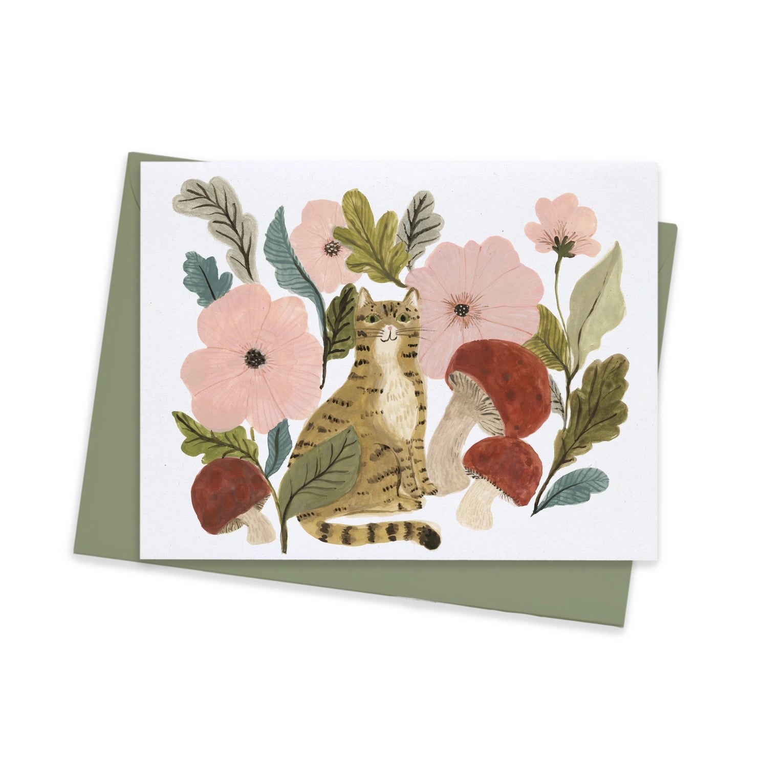 Cat & Mushroom Greeting Card - The Lucky Snail